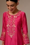 Buy_Anantaa by Roohi_Fuchsia Silk Chanderi Embroidered Floral Round Kurta Pant Set _Online_at_Aza_Fashions