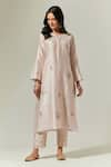 Buy_Anantaa by Roohi_Pink Silk Chanderi Embroidered Floral Round Kurta Palazzo Set _Online_at_Aza_Fashions