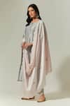 Buy_Anantaa By Roohi_Grey Silk, Chanderi Embroidery Round Neck Kurta Set With Scallop Dupatta _at_Aza_Fashions