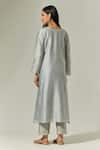 Shop_Anantaa By Roohi_Grey Silk, Chanderi Embroidery Round Neck Kurta Set With Scallop Dupatta _at_Aza_Fashions