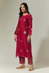 Buy_Anantaa by Roohi_Red Silk Chanderi Embroidered Floral Round Kurta Set With Dupatta _Online_at_Aza_Fashions