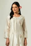 Buy_Anantaa by Roohi_Off White Silk Chanderi Embroidered Floral Round Kurta Palazzo Set _Online_at_Aza_Fashions