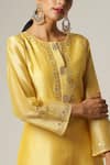 Buy_Anantaa By Roohi_Yellow Silk, Chanderi Embroidery Round Neck Kurta Pant Set _Online_at_Aza_Fashions