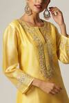 Buy_Anantaa by Roohi_Yellow Silk Chanderi Embroidered Floral Notched Yoke Kurta Set _Online_at_Aza_Fashions