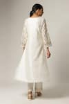 Shop_Anantaa By Roohi_Off White Silk, Chanderi Embroidery Split V-neck Notched Kurta Set _at_Aza_Fashions