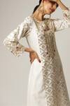 Buy_Anantaa By Roohi_Off White Silk, Chanderi Embroidery Split V-neck Notched Kurta Set _Online_at_Aza_Fashions