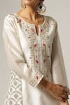 Buy_Anantaa by Roohi_Off White Silk Chanderi Embroidered Floral Notched Full Sleeve Kurta Pant Set _Online_at_Aza_Fashions