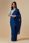 Buy_Anantaa by Roohi_Blue Saree Cotton Embroidered Floral Round Polka Dot Pattern With Blouse _at_Aza_Fashions