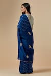 Shop_Anantaa by Roohi_Blue Saree Cotton Embroidered Floral Round Polka Dot Pattern With Blouse _at_Aza_Fashions