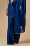 Anantaa by Roohi_Blue Saree Cotton Embroidered Floral Round Polka Dot Pattern With Blouse _Online_at_Aza_Fashions