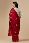 Shop_Anantaa by Roohi_Red Saree Cotton Embroidered Floral Polka Dot Pattern With Contrast Blouse _at_Aza_Fashions