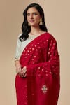 Buy_Anantaa by Roohi_Red Saree Cotton Embroidered Floral Polka Dot Pattern With Contrast Blouse _Online_at_Aza_Fashions