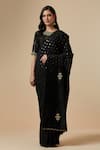 Buy_Anantaa by Roohi_Black Saree Cotton Embroidered Floral Metallic Polka Dot Pattern With Blouse _at_Aza_Fashions