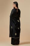 Shop_Anantaa by Roohi_Black Saree Cotton Embroidered Floral Metallic Polka Dot Pattern With Blouse _at_Aza_Fashions