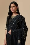 Buy_Anantaa by Roohi_Black Saree Cotton Embroidered Floral Metallic Polka Dot Pattern With Blouse _Online_at_Aza_Fashions