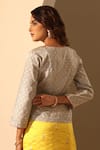 Shop_Weaver Story_Silver Tissue Silk Block Printed Sequins Round Blouse _at_Aza_Fashions