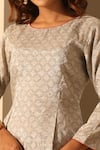 Buy_Weaver Story_Silver Tissue Silk Block Printed Sequins Round Blouse _Online_at_Aza_Fashions