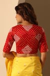 Shop_Weaver Story_Red Gajji Silk Printed Bandhani V Neck Blouse _at_Aza_Fashions