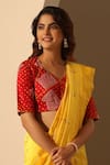 Weaver Story_Red Gajji Silk Printed Bandhani V Neck Blouse _Online_at_Aza_Fashions