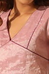 Weaver Story_Pink Tissue Silk Solid V Neck Blouse _Online_at_Aza_Fashions