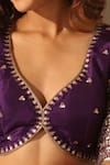 Weaver Story_Purple Silk Embroidery, Sequins Sweetheart Neck Hand Blouse _Online_at_Aza_Fashions