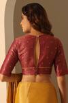 Shop_Weaver Story_Pink Brocade Hand Embroidered Floral V Neck Blouse _at_Aza_Fashions
