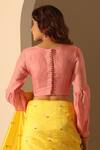 Shop_Weaver Story_Pink Organza Solid Round Gathered Sleeve Blouse _at_Aza_Fashions