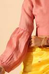 Weaver Story_Pink Organza Solid Round Gathered Sleeve Blouse _Online_at_Aza_Fashions