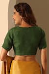 Shop_Weaver Story_Green Organza Solid V Neck Blouse _at_Aza_Fashions
