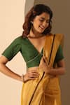 Buy_Weaver Story_Green Organza Solid V Neck Blouse _Online_at_Aza_Fashions