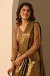 Buy_Weaver Story_Gold Tissue Solid Sweetheart Neck Blouse _Online_at_Aza_Fashions