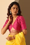 Buy_Weaver Story_Magenta Silk Solid V Neck Blouse _at_Aza_Fashions