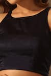 Weaver Story_Blue Satin Silk Solid Halter Neck Blouse _Online_at_Aza_Fashions