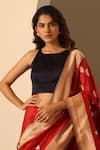Buy_Weaver Story_Blue Satin Silk Solid Halter Neck Blouse _Online_at_Aza_Fashions
