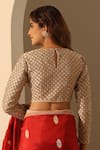 Shop_Weaver Story_Off White Raw Silk Hand Embroidery Floral V Neck Blouse _at_Aza_Fashions