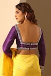 Shop_Weaver Story_Purple Organza, Silk Embroidery Square Neck Placement Floral Hand Blouse _at_Aza_Fashions