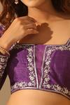 Weaver Story_Purple Organza, Silk Embroidery Square Neck Placement Floral Hand Blouse _Online_at_Aza_Fashions