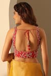 Shop_Weaver Story_Red Silk Embroidery Square Neck Pure Hand Blouse _at_Aza_Fashions