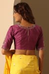 Shop_Weaver Story_Purple Tissue Embroidery Round Neck Placement Resham Blouse _at_Aza_Fashions