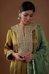 Preeti S Kapoor_Gold Silk, Organza Gota Patti, Pearls, Sequins, Yoke Embellished Kurta Set _Online_at_Aza_Fashions