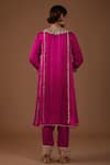 Shop_Preeti S Kapoor_Pink Kurta And Salwar Mashru Silk Embellishment Gota Notched Pearl Yoke Set _at_Aza_Fashions