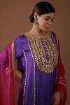Preeti S Kapoor_Purple Silk, Organza Gota Patti, Pearls, Geometric Pattern Kurta Salwar Set _Online_at_Aza_Fashions