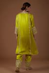 Shop_Preeti S Kapoor_Green Silk, Organza Fringe, Embroidery, Sequins Stripe Embellished Kurta Set _at_Aza_Fashions
