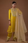 Buy_Preeti S Kapoor_Gold Silk, Organza Gota Patti, Sequins, Pearls, Embellished Kurta Salwar Set _at_Aza_Fashions