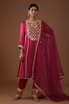 Buy_Preeti S Kapoor_Red Silk, Organza Fringe, Embroidery, Gota Sequin Embellished Kurta Salwar Set _at_Aza_Fashions