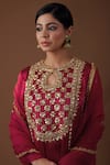 Preeti S Kapoor_Red Silk, Organza Fringe, Embroidery, Gota Sequin Embellished Kurta Salwar Set _Online_at_Aza_Fashions