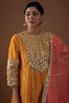 Preeti S Kapoor_Gold Anarkali And Salwar Dupion Silk Embellishment Gota Round Set _Online_at_Aza_Fashions