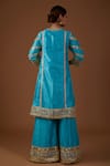 Shop Preeti S Kapoor Blue Silk, Organza Gota Patti, Pearls, Sequins, Hand A-line Kurta Pant Set at Aza Fashions Shop_Preeti S Kapoor_Blue Silk, Organza Gota Patti, Pearls, Sequins, Hand A-line Kurta Pant Set _at_Aza_Fashions