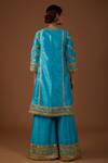 Shop_Preeti S Kapoor_Blue Silk, Organza Gota Patti, Sequins, Pearls Embroidered A-line Kurta Pant Set _at_Aza_Fashions
