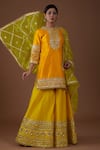 Buy_Preeti S Kapoor_Yellow Silk, Organza Gota Patti, Sequins, Pearls, Hand A-line Kurta Sharara Set _at_Aza_Fashions